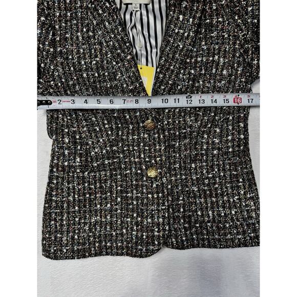 Kerri Rosenthal NWT Happy Hour Boucle Blazer Size Small in Black/Multi Tweed - Picture 6 of 9
